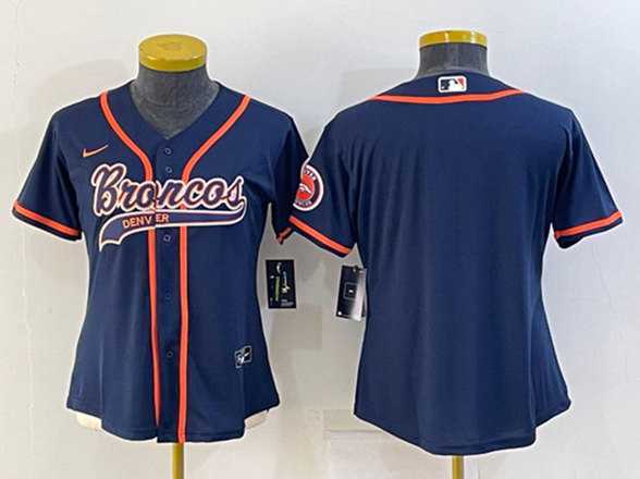 Youth Denver Broncos Blank Navy With Patch Cool Base Stitched Baseball Jersey->youth nfl jersey->Youth Jersey